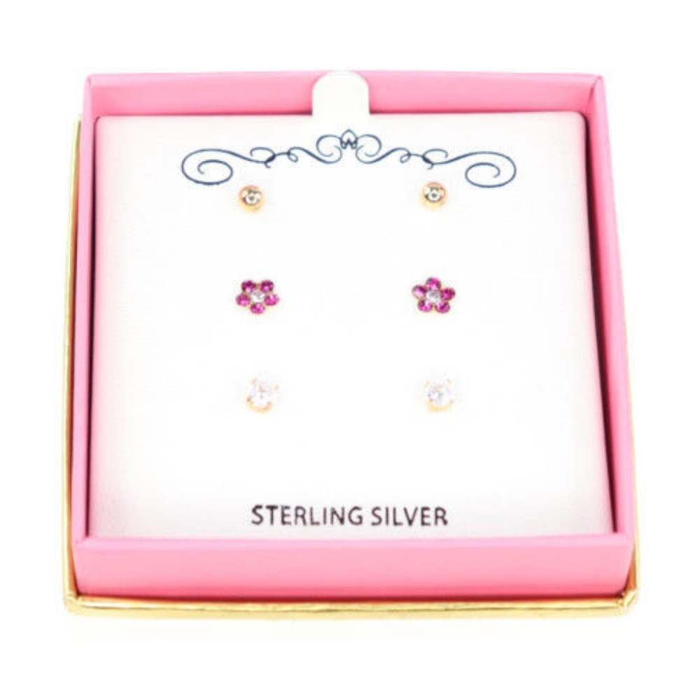 18K Gold Over Sterling Silver Girls ‎ Studs